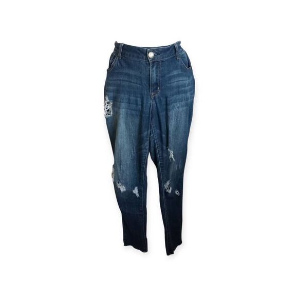 1822 DENIM SKINNY DISTRESSED BLUE JEANS SZ.31 EUC - Picture 4 of 9